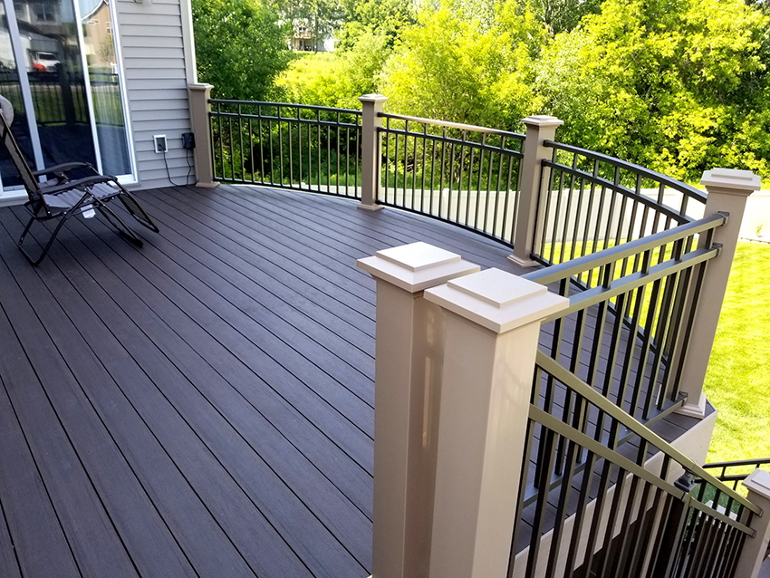 Custom Curved Westbury Railing & TimberTech - Custom deck built by Dream Decks in Twin Cities, Minnesota