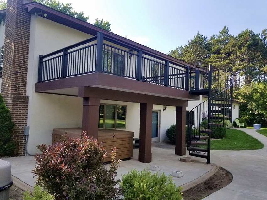 Spiral Staircase with TimberTech & Westbury Railing - Custom deck built by Dream Decks in Twin Cities, Minnesota