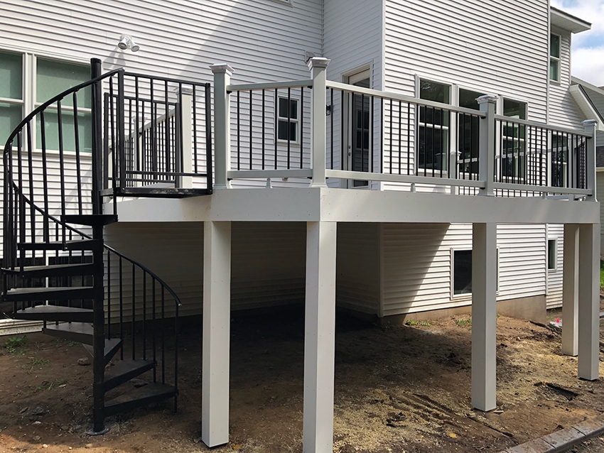 TimberTech Decking & Spiral Staircase - Custom deck built by Dream Decks in Twin Cities, Minnesota